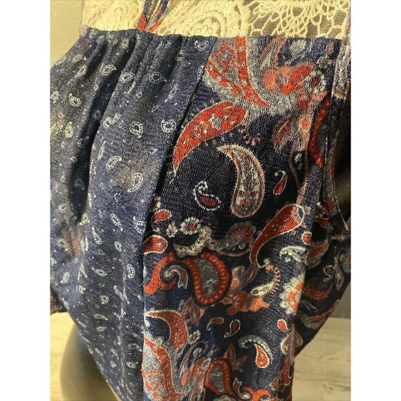 Sunset & Sixth Sheer Crop Top See Through Sleeveless Large‎ Paisley Multi - Picture 3 of 6